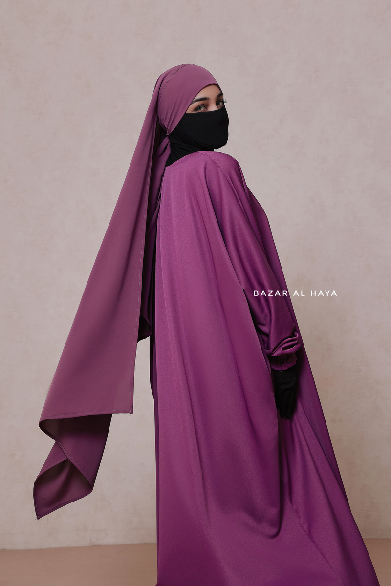 Mauve Tie Back Scarf & Khimar - Long Rectangle Shape - Style & More