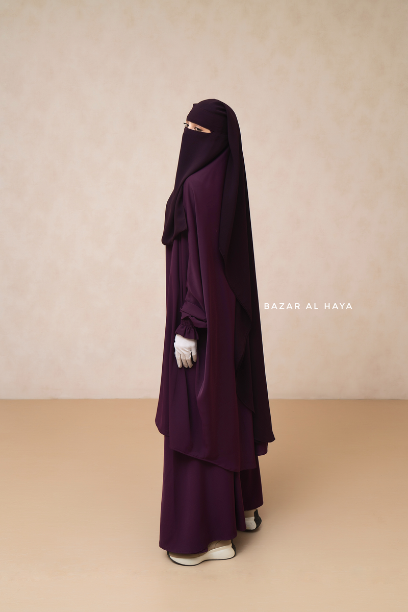 Purple Two Layer Niqab - Wide - Super Breathable Veil