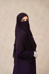 Purple Square Scarf With Half Niqab Set - Super Breathable - Medium