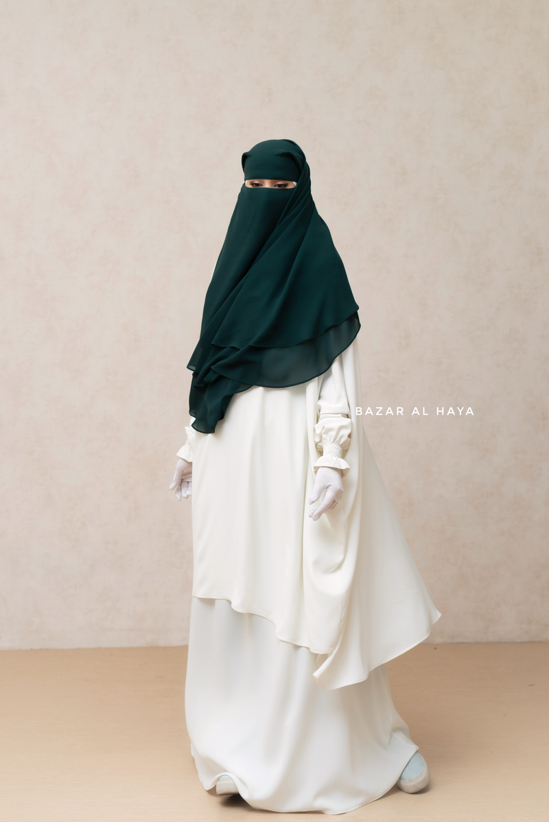 Emerald Two Layer Niqab - Premium Wool Chiffon - Medium