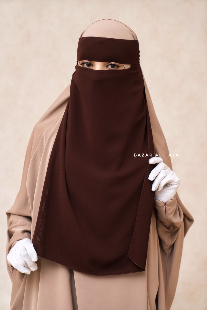 Brown Single Layer Niqab - Super Breathable - Medium & Large