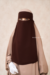 Brown Flap Single Niqab - Super Breathable Veil - Large