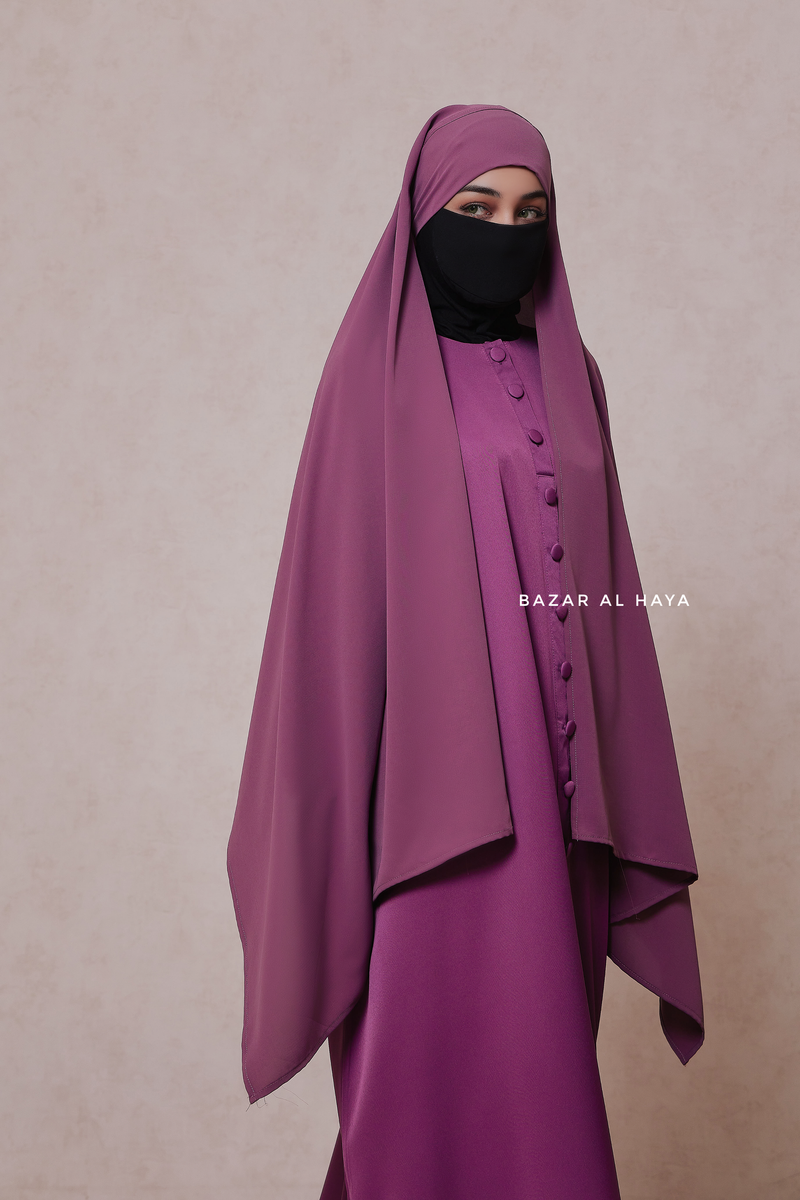 Mauve Tie Back Scarf & Khimar - Long Rectangle Shape - Style & More