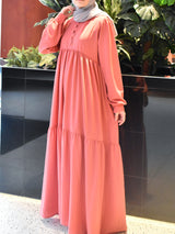 Pink Coral Saha Abaya - Elegant With Front Buttons - Nida