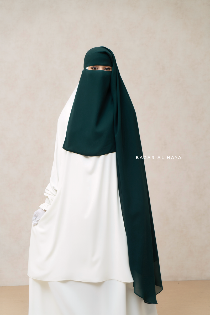 Emerald Two Layer Niqab - Long & Wide - Super Breathable Veil