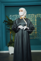 Nari Rubber Tree Loose Fit Abaya Dress With Snap Buttons - Pure Silk