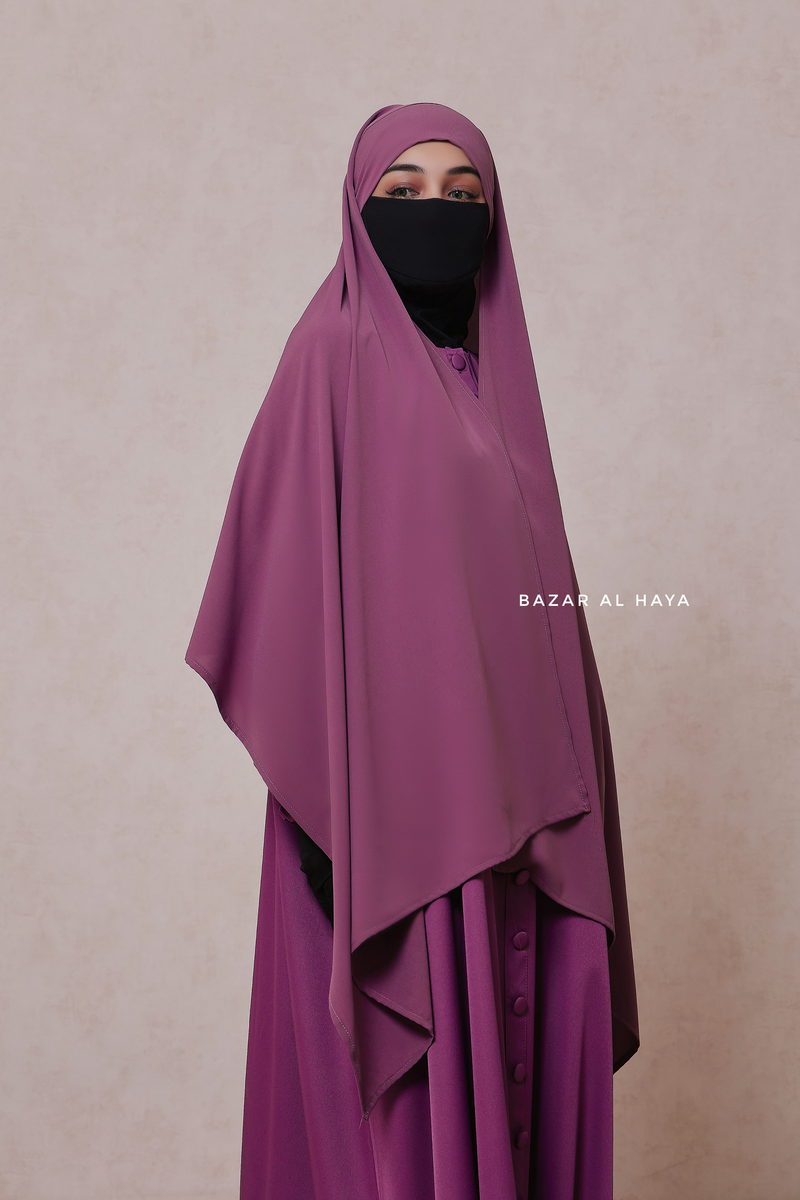 Mauve Tie Back Scarf & Khimar - Long Rectangle Shape - Style & More