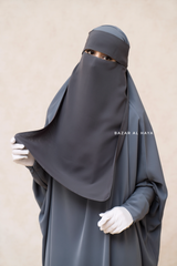 Grey Flap Single Niqab - Super Breathable Veil - Large