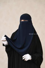 Dark Blue Flap Single Niqab - Super Breathable Veil - Medium & Large