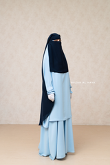 Dark Blue Two Layer Niqab - Long & Wide - Super Breathable Veil