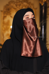 Chocolate Satin Single Half Niqab - Elegant & Modest Veil