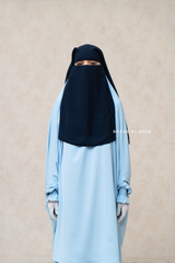 Dark Blue Two Layer Niqab - Long & Wide - Super Breathable Veil