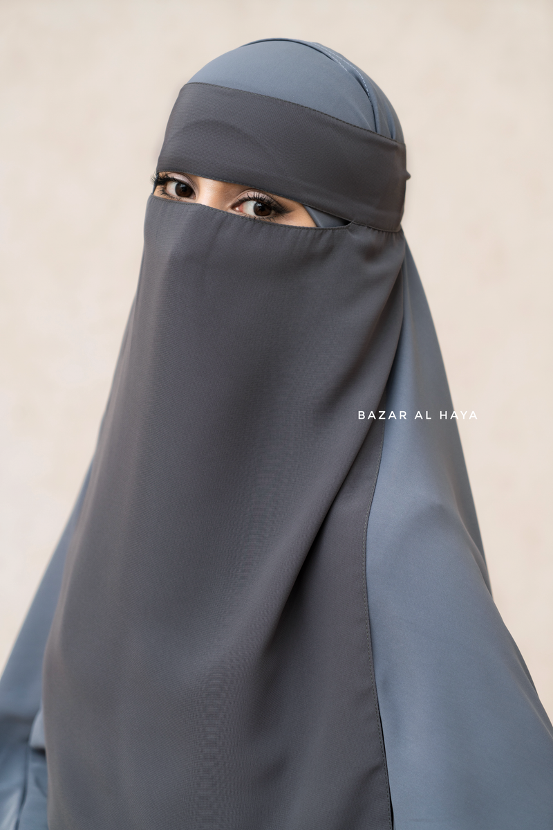 Grey Single Layer Niqab - Super Breathable & Comfy