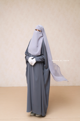 Silver Two Layer Niqab - Long & Wide - Super Breathable Veil