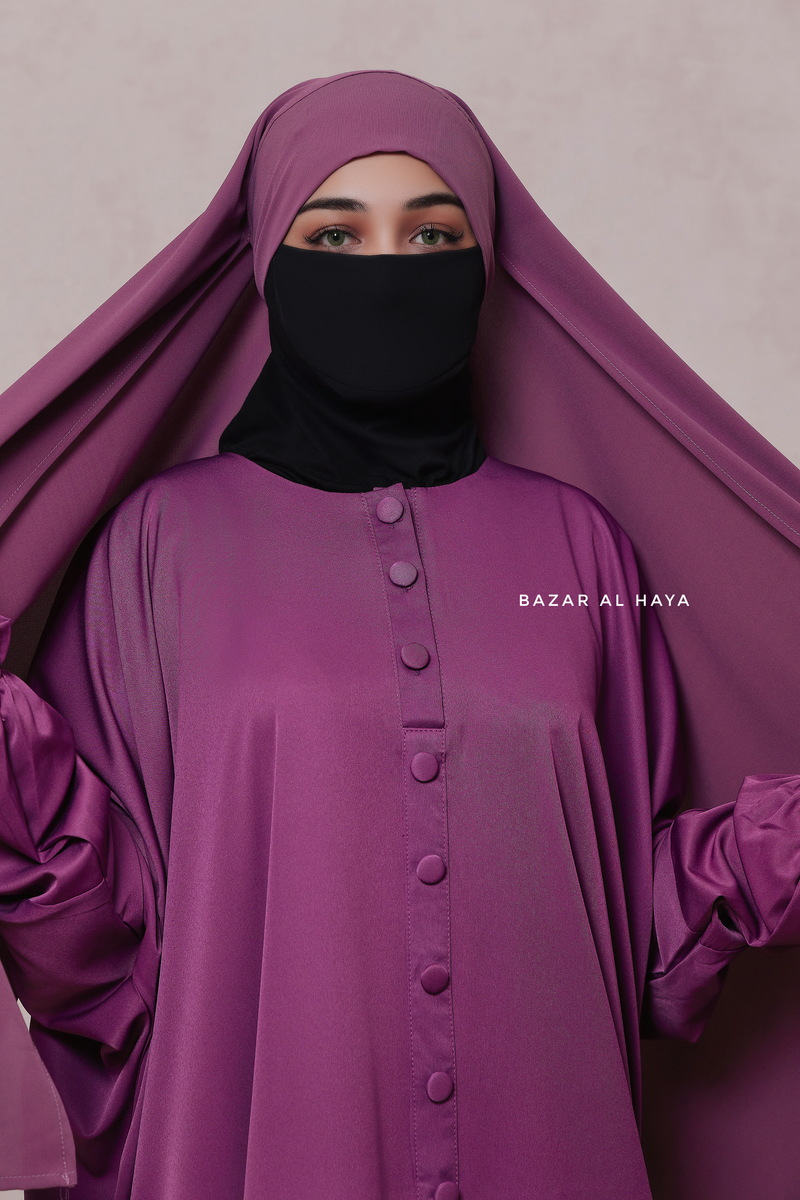 Mauve Tie Back Scarf & Khimar - Long Rectangle Shape - Style & More