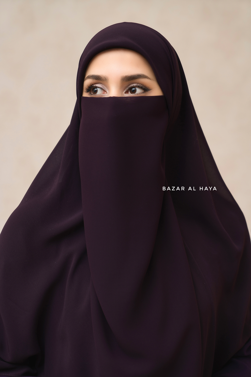 Purple Single Half Niqab - Super Breathable Veil