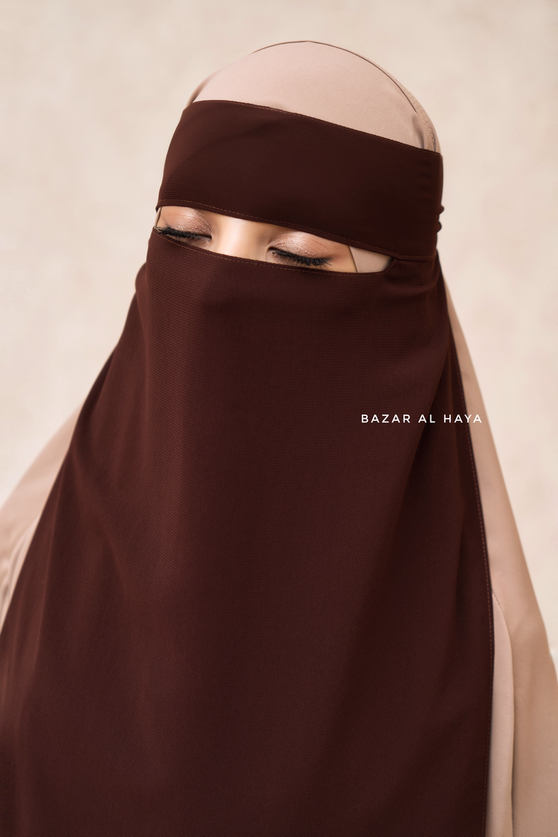 Brown Single Layer Niqab - Super Breathable - Medium & Large