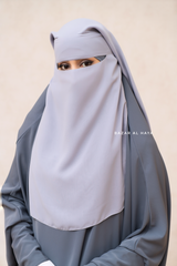 Silver Two Layer Niqab - Long & Wide - Super Breathable Veil