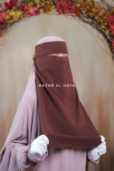 Brown Flap Single Niqab - Super Breathable Veil - Large