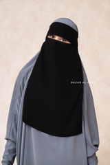 Flap Black Single Niqab - Super Breathable Veil