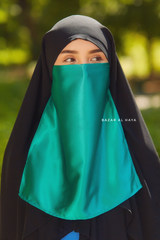 Teal Satin Single Half Niqab - Elegant & Modest Veil