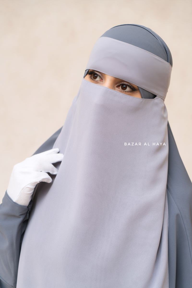 Silver Single Layer Niqab - Super Breathable & Comfy