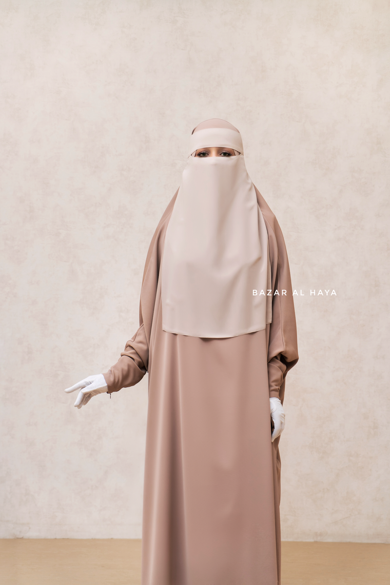 Single Creme Beige Layer Niqab - Super Breathable & Comfy