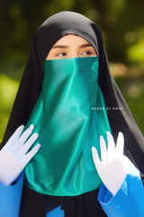 Teal Satin Single Half Niqab - Elegant & Modest Veil