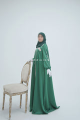 Farha Emerald Moroccan Embroidered Luxurious Silk Kaftan Abaya