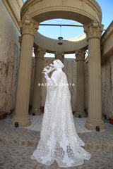 Sahiba Bridal Silk Gown Abaya & Lace Cloak Set For Walima & Wedding