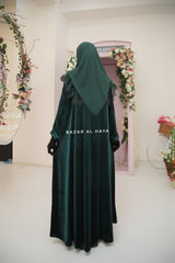 Emerald Nabeela Dress With Lace Shoulder Detail - Premium Velour