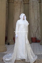 Sahiba Bridal Silk Gown Abaya & Lace Cloak Set For Walima & Wedding