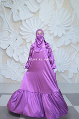 Purple Elegant Shaheen Satin Dress Scarf & Slip Dress Set - 3 Piece