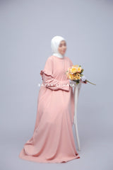 Light Peach Salima Abaya Dress Sleeve Details - Mediumweight Soft Crepe Cotton