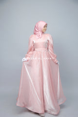 Zehna Pink Organza Luxurious Dress With Bisser Beaded Details For Muslim Occasions