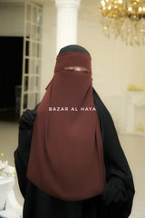 Flap Brown Single Niqab - Super Breathable Veil - Large