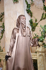 Cappuccino Satin Single Half Niqab - Elegant & Modest Veil